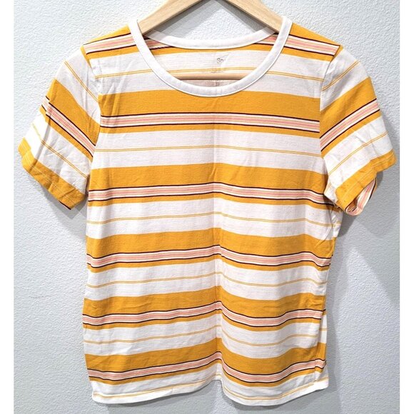 So Favorite Ringer Tee Yellow & White Striped Short Sleeve Shirt Size XXL - Picture 1 of 6